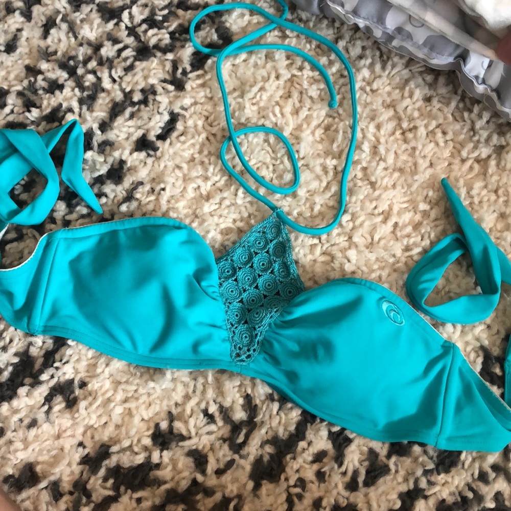 Rip curl teal/aqua blue bikini top, halter top